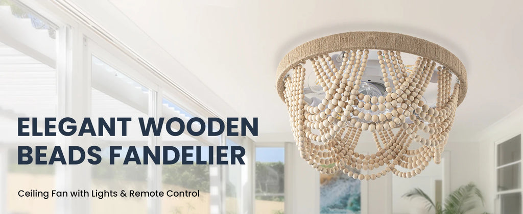 20" Boho Ceiling Fan with Light & Remote, 6-Speed/3 CCT/Bladeless/Quiet DC Motor/Low Profile, for Bedroom Living Room Hallway