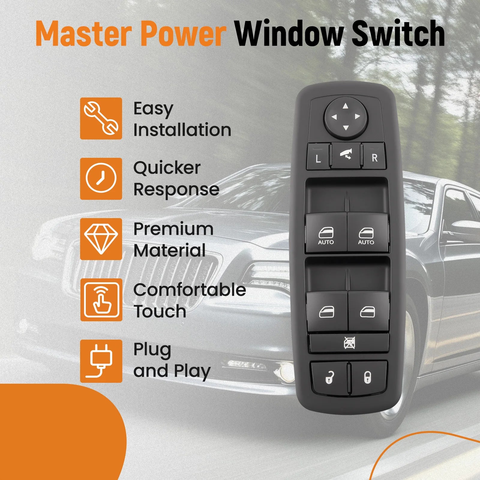 Front Left Power Window Control Switch Driver Side for 2016 2017 2018 Ram 1500 2500 3500 56046826AE