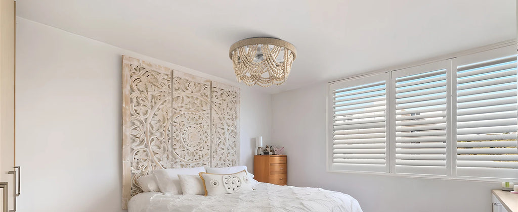 20" Boho Ceiling Fan with Light & Remote, 6-Speed/3 CCT/Bladeless/Quiet DC Motor/Low Profile, for Bedroom Living Room Hallway