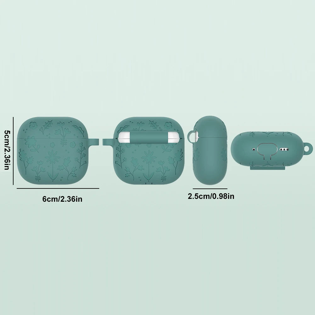 Silicone Earphone Protective Case with Carabiner for AirPods 4 2024 Shockproof and Dustproof Cover