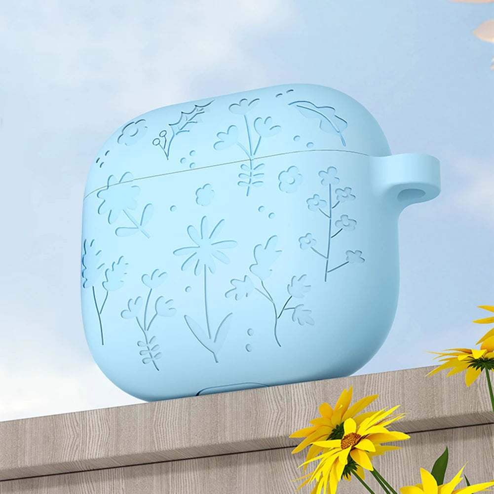 Silicone Earphone Protective Case with Carabiner for AirPods 4 2024 Shockproof and Dustproof Cover