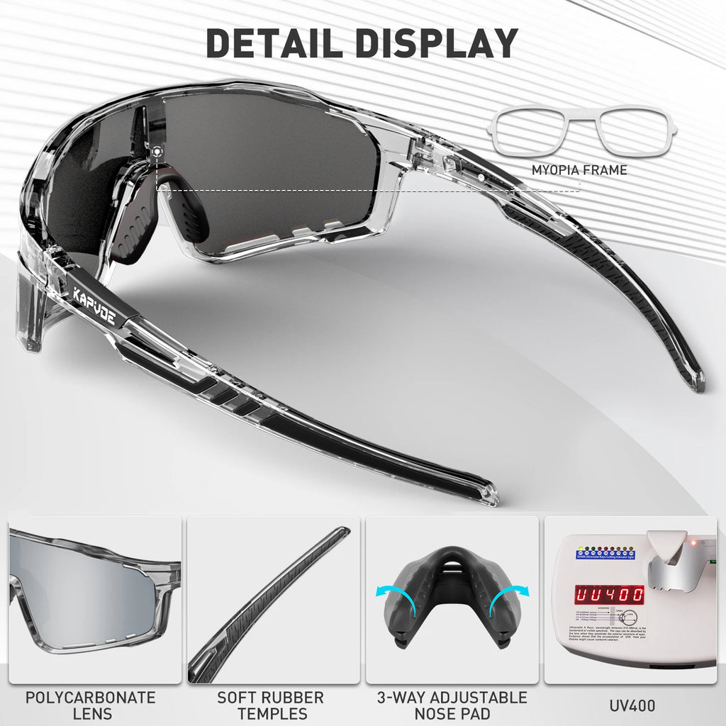 KAPVOE Polarized Cycling Glasses Men Women Mountain Bike Glasses MTB Riding TR90 Sport Sunglasses Running Bicycle Triathlon
