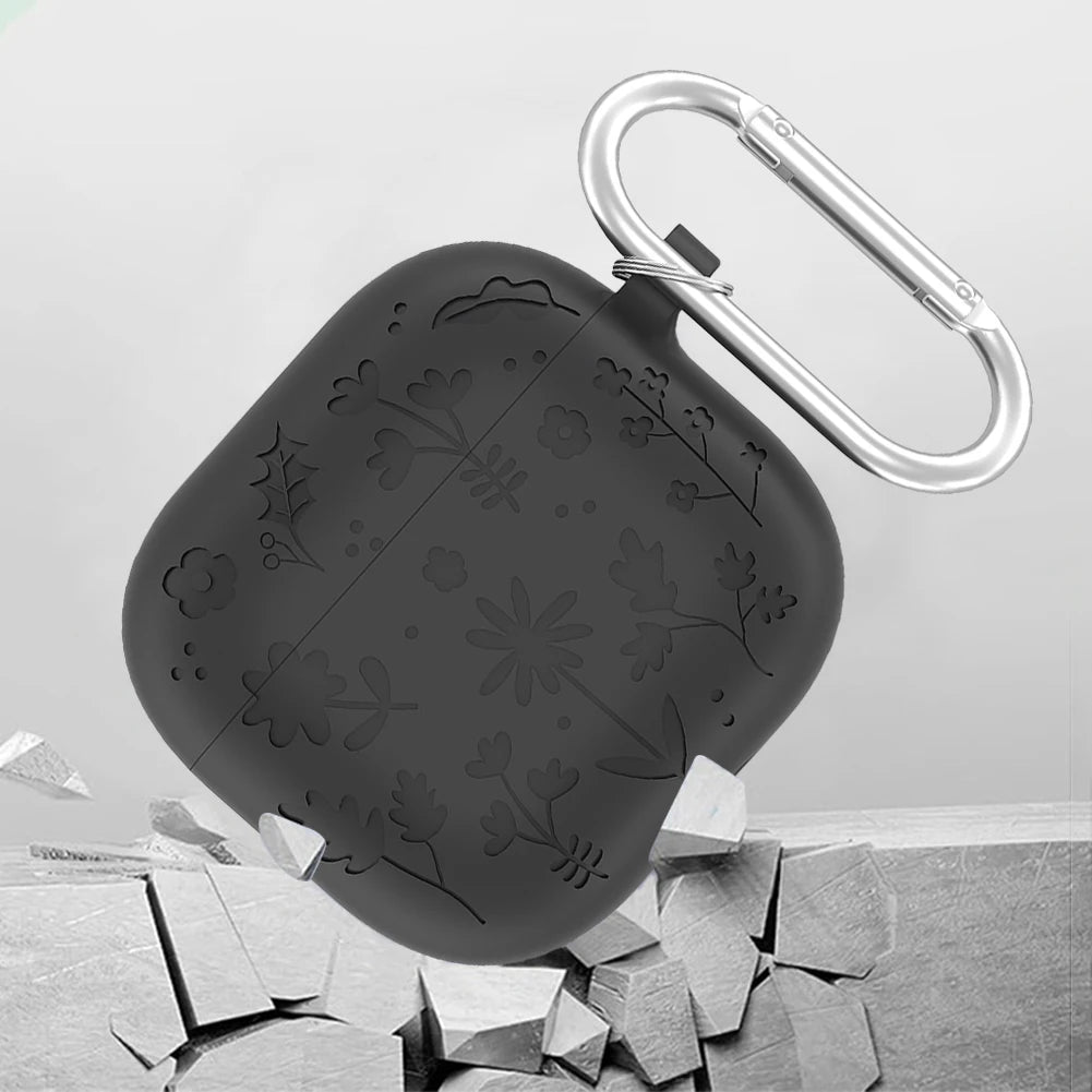 Silicone Earphone Protective Case with Carabiner for AirPods 4 2024 Shockproof and Dustproof Cover