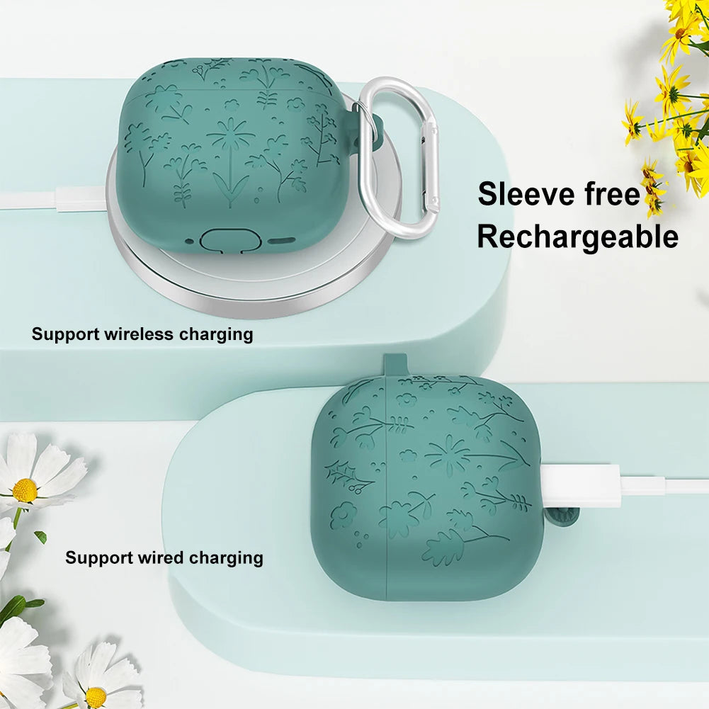 Silicone Earphone Protective Case with Carabiner for AirPods 4 2024 Shockproof and Dustproof Cover