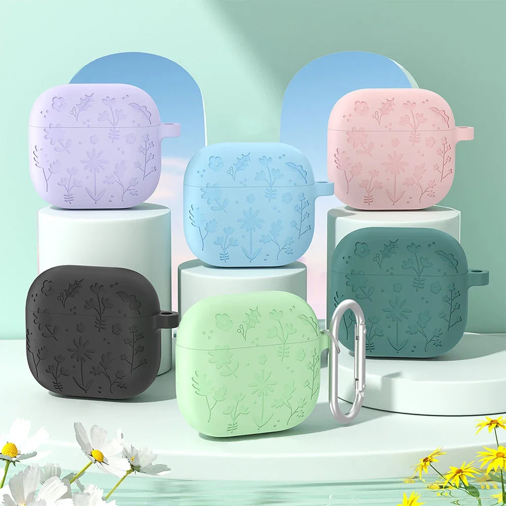 Silicone Earphone Protective Case with Carabiner for AirPods 4 2024 Shockproof and Dustproof Cover