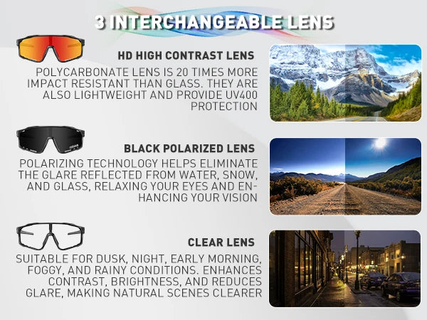 KAPVOE Polarized Cycling Glasses Men Women Mountain Bike Glasses MTB Riding TR90 Sport Sunglasses Running Bicycle Triathlon