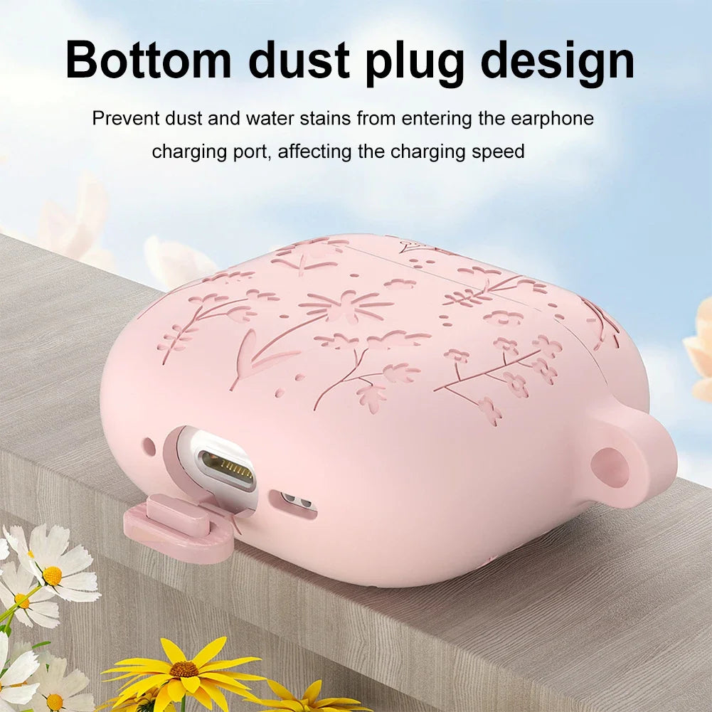 Silicone Earphone Protective Case with Carabiner for AirPods 4 2024 Shockproof and Dustproof Cover