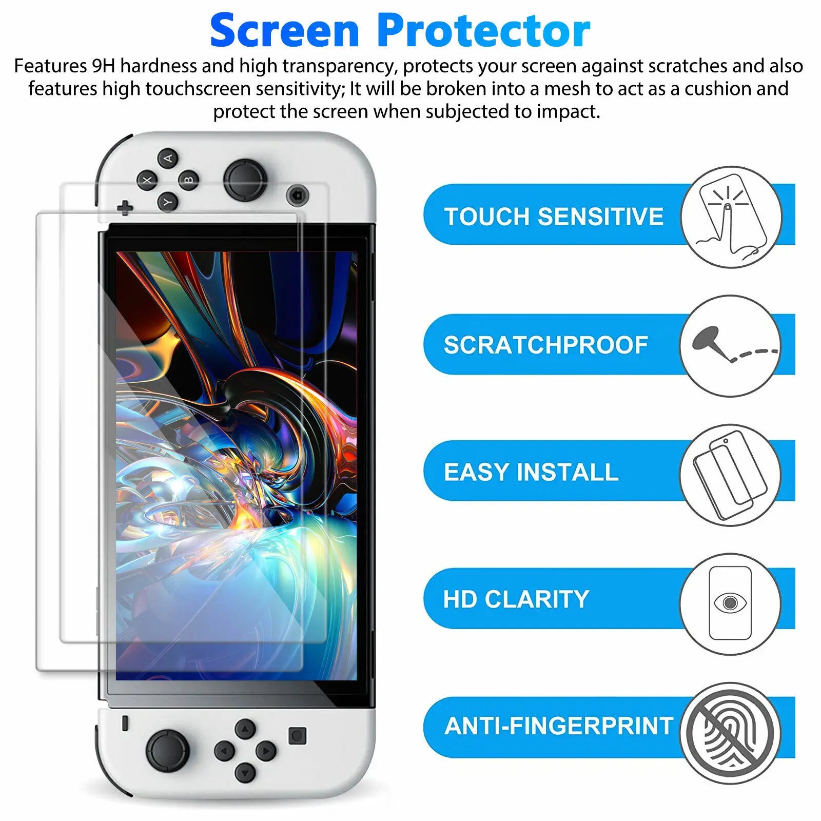Black Hard Shell Carrying Case Bag and Shell Cover and Tempered Glass Protector For Nintendo Switch OLED Game Accessory