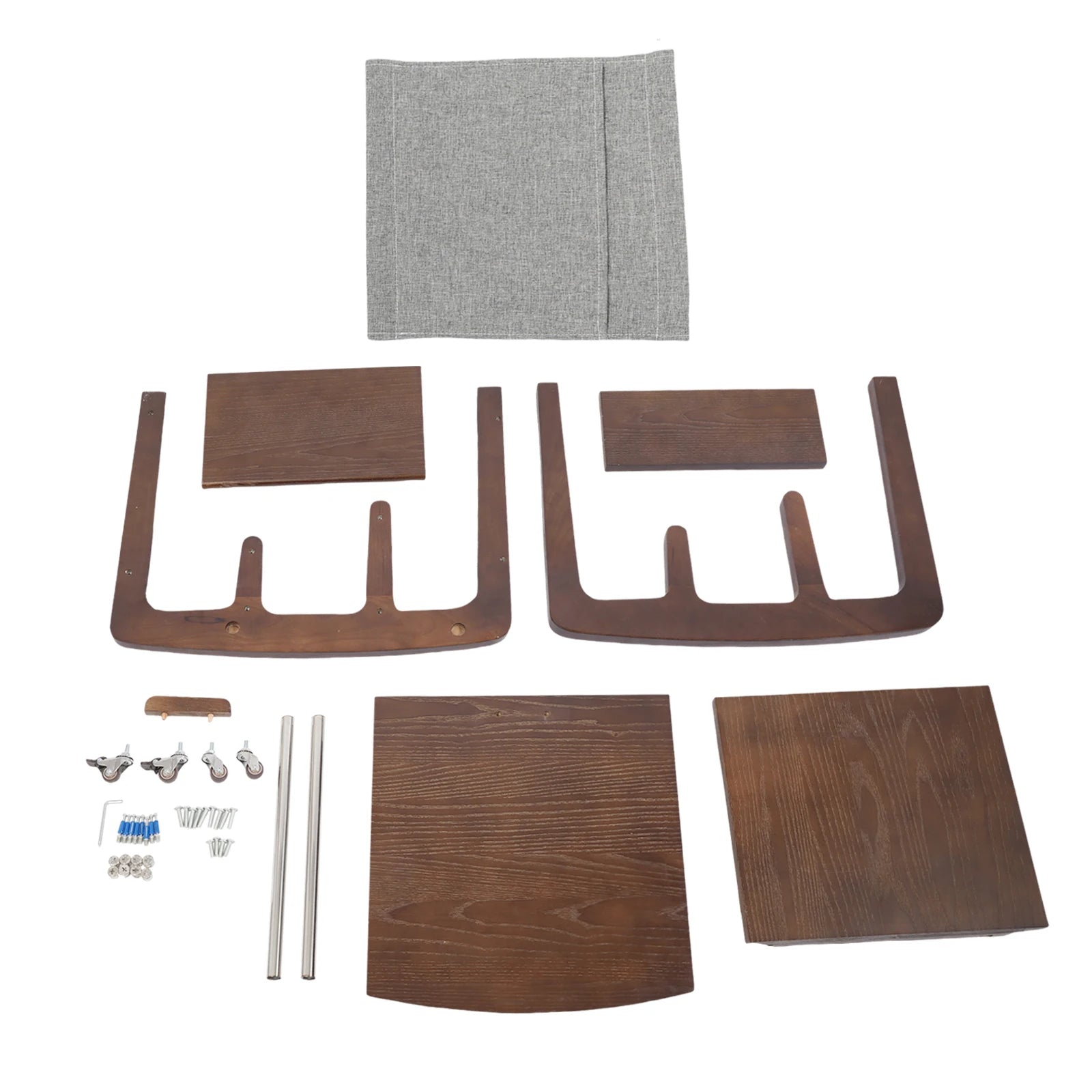 C-Shaped End Table with Wheels Wooden Couch Table Sofa Side Cabinet for Living Room Bedroom