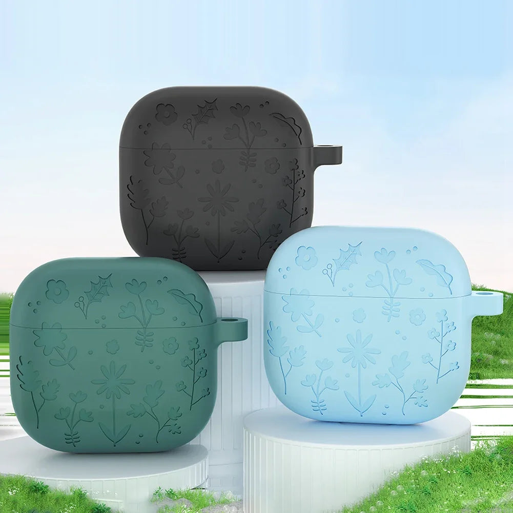 Silicone Earphone Protective Case with Carabiner for AirPods 4 2024 Shockproof and Dustproof Cover