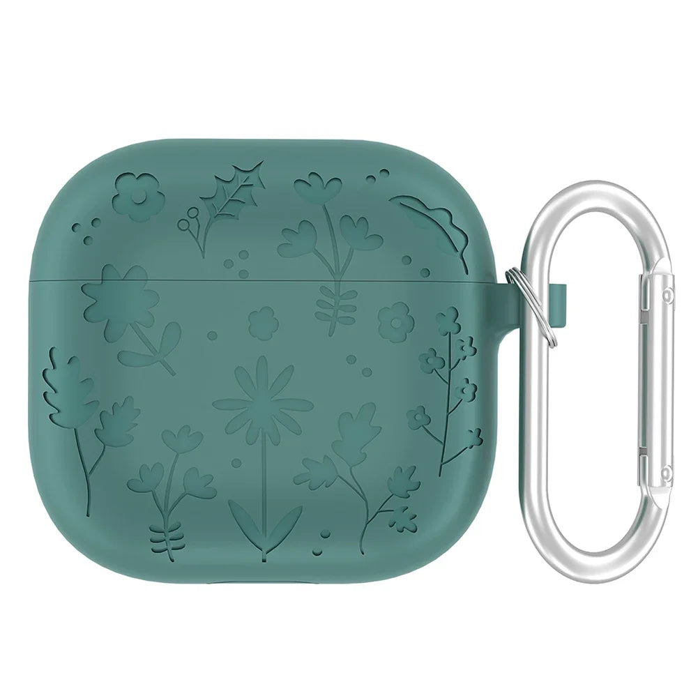 Silicone Earphone Protective Case with Carabiner for AirPods 4 2024 Shockproof and Dustproof Cover