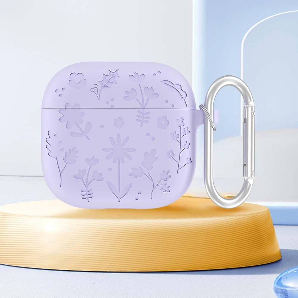 Silicone Earphone Protective Case with Carabiner for AirPods 4 2024 Shockproof and Dustproof Cover