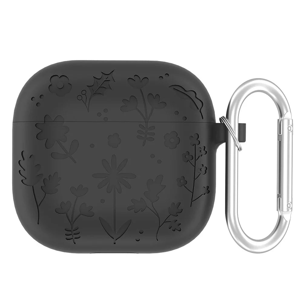 Silicone Earphone Protective Case with Carabiner for AirPods 4 2024 Shockproof and Dustproof Cover