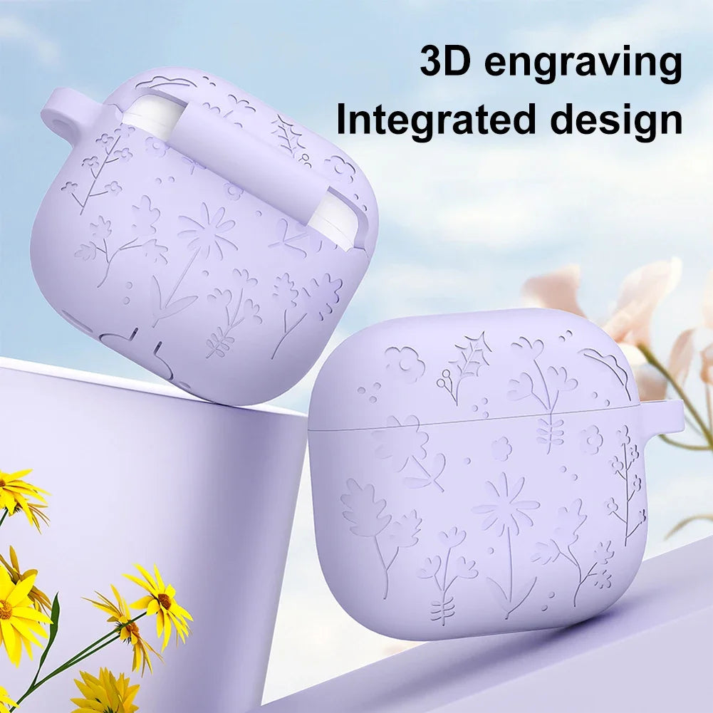 Silicone Earphone Protective Case with Carabiner for AirPods 4 2024 Shockproof and Dustproof Cover