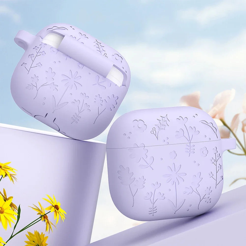 Silicone Earphone Protective Case with Carabiner for AirPods 4 2024 Shockproof and Dustproof Cover