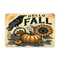 Autumn Harvest Iron Sign Wall Decor 8x12 Inches with Pumpkin Sunflower and Crow Motif Suitable for Home Cafe Garage Bar Patio