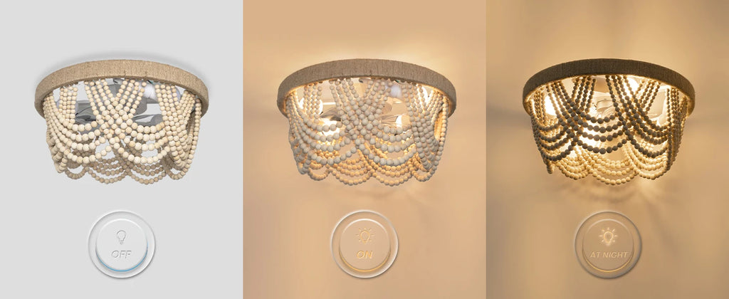 20" Boho Ceiling Fan with Light & Remote, 6-Speed/3 CCT/Bladeless/Quiet DC Motor/Low Profile, for Bedroom Living Room Hallway